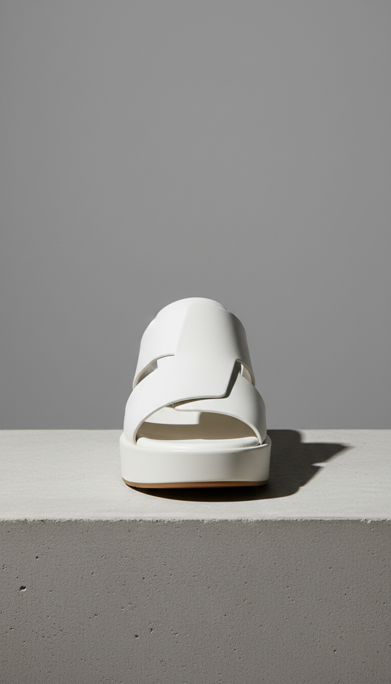 Matte White Leather Sandal Minimal Form
