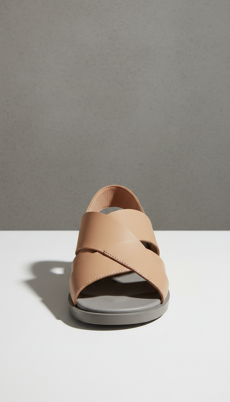 Sandstone Leather Sandal Brutalist Profile